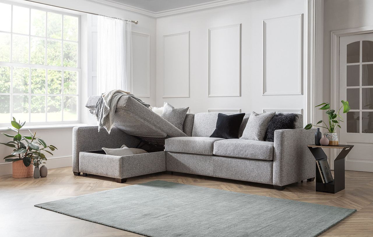 grey sofa bed with storage